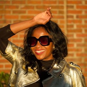 New Jocelyn gold Leather Double Breast Crop Jacket